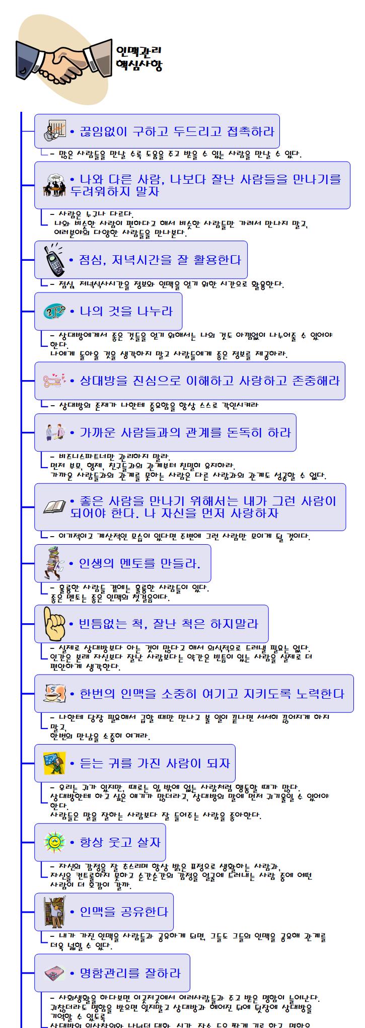 인맥관리 핵심사항 이미지