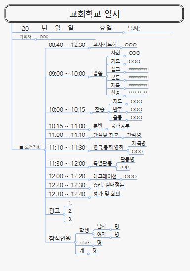 서식편람_079_교회학교 일지 이미지