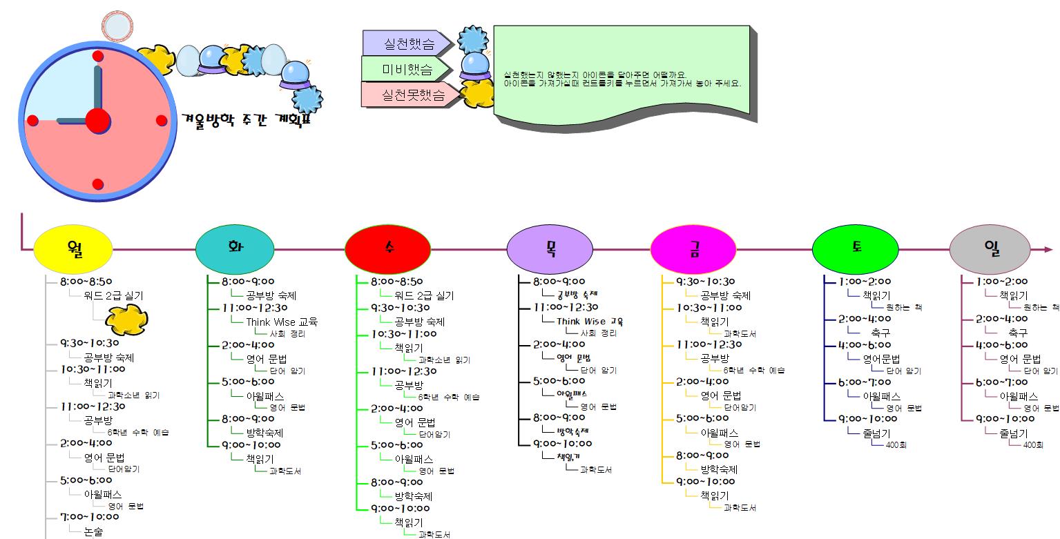 !겨울방학 주간 계획표![수정] 이미지